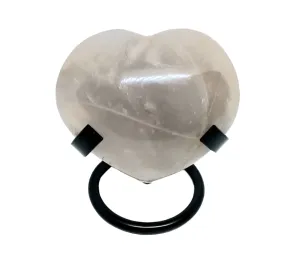 149G Blue Rose Quartz Crystal Heart with Metal Stand