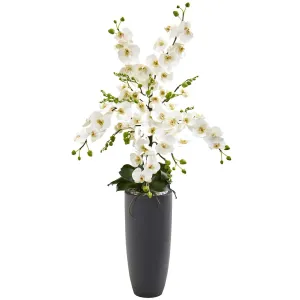 3’ Phalaenopsis Orchid Artificial Arrangement in Gray Vase