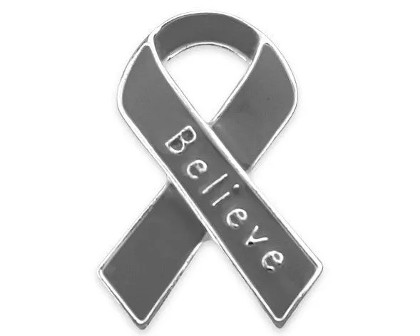 Believe Gray Ribbon Pins