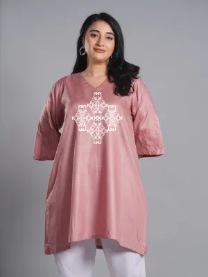 Blush Rayon Kurti - Jaali