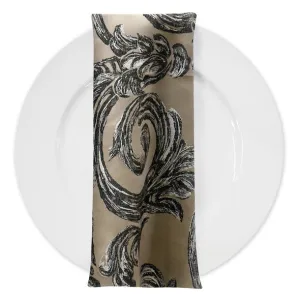 Florence Jacquard Table Napkin in Black and Grey