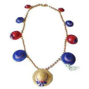 Hat Necklace: Red And Blue