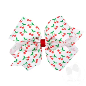 King Fruit Print Girls Grosgrain Hair Bow