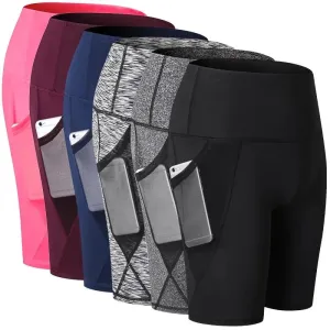 Quick Dry Yoga Shorts for Women - Stretchy & Breathable Black Pink Patchwork Design