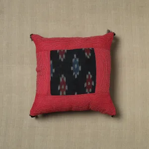 Red - Pure Cotton Kantha Stitch Ikat Cushion Cover (16 x 16 in) 06