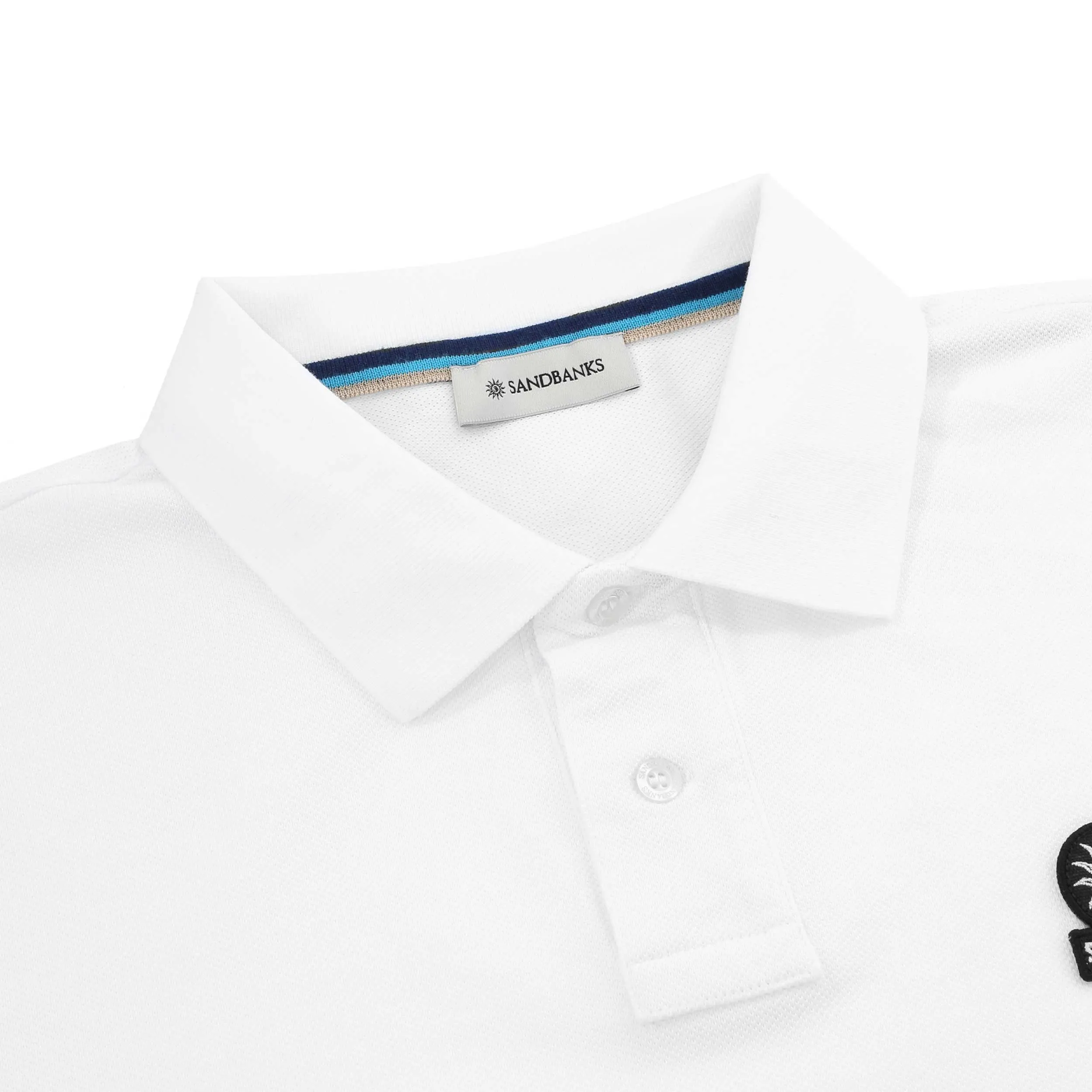 Sandbanks Badge Logo Polo Shirt in White