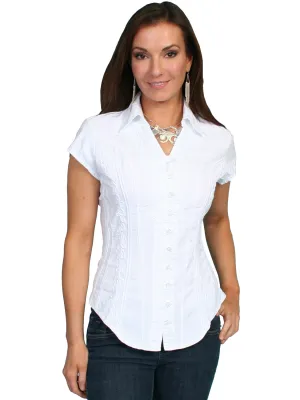 Scully Cantina Womens White 100% Cotton Cap Sleeve Vine Blouse XL