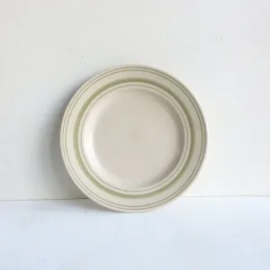 Set of Side Plates Clover Green Linen Stripe - Classical Stoneware