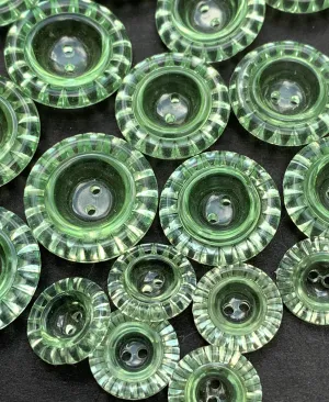 Shimmery Vintage Spring Green Buttons - 1.2cm, 1.7cm or 2cm  - 6 loose or 12 on Original Card