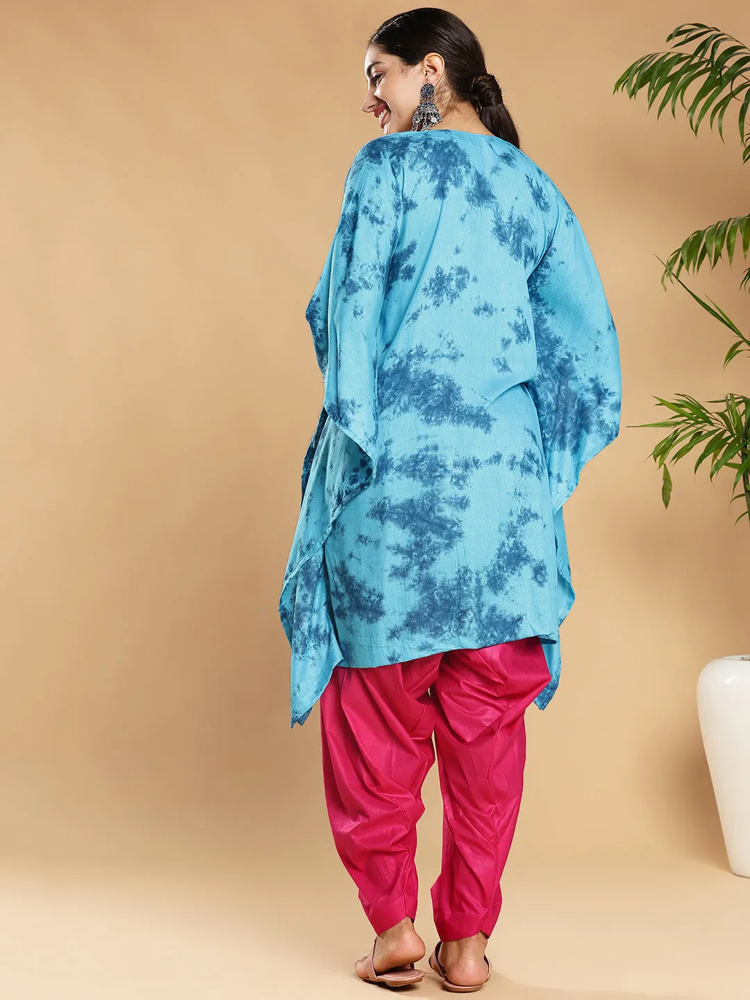 SkyBlue Rayon TieDyeKurta - AlluringAzure