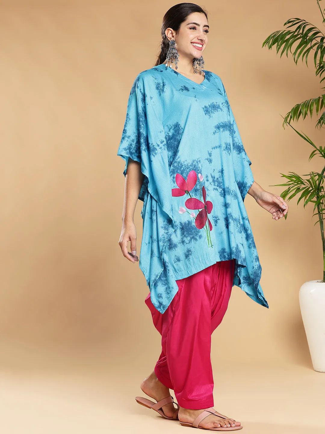 SkyBlue Rayon TieDyeKurta - AlluringAzure