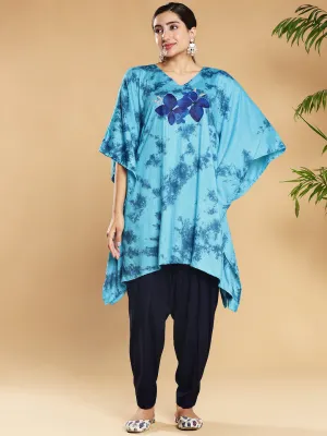 SkyBlue Rayon TieDyeKurta - Sapphire