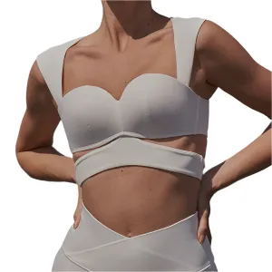 TEEK - White Middle Waist Yoga Bra Top