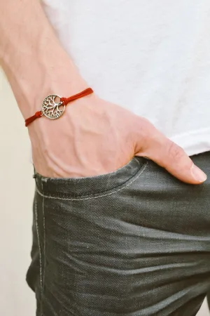 Tree of life bracelet for men, red cord, Yoga gift for him