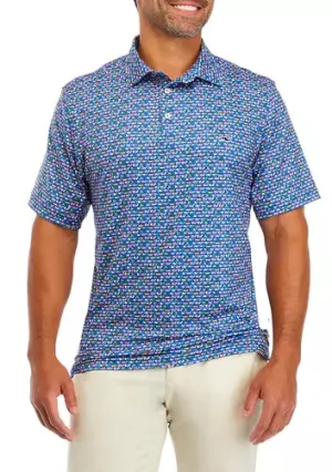 Vineyard Vines Mens Printed Sankaty Performance Short Sleeve Polo Shirt