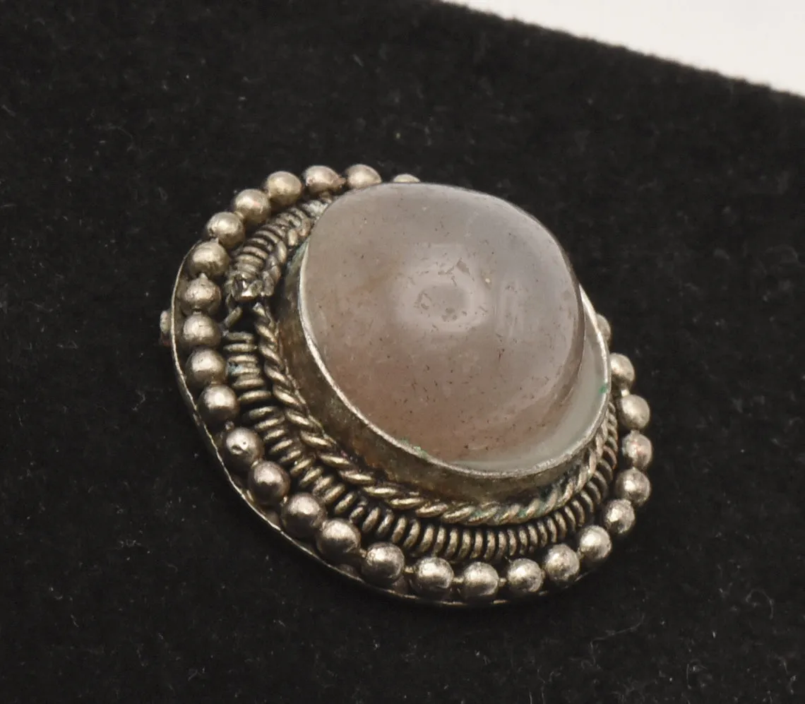 Vintage Polished Gray Agate Pendant - MISSING BAIL