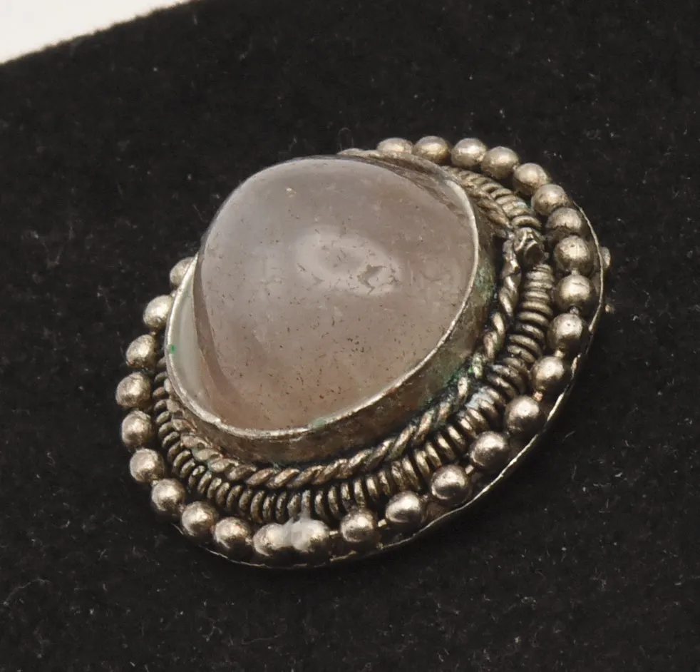 Vintage Polished Gray Agate Pendant - MISSING BAIL