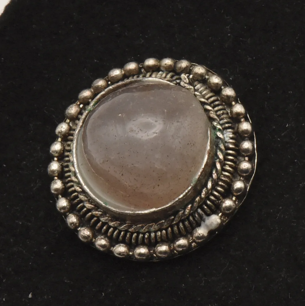 Vintage Polished Gray Agate Pendant - MISSING BAIL