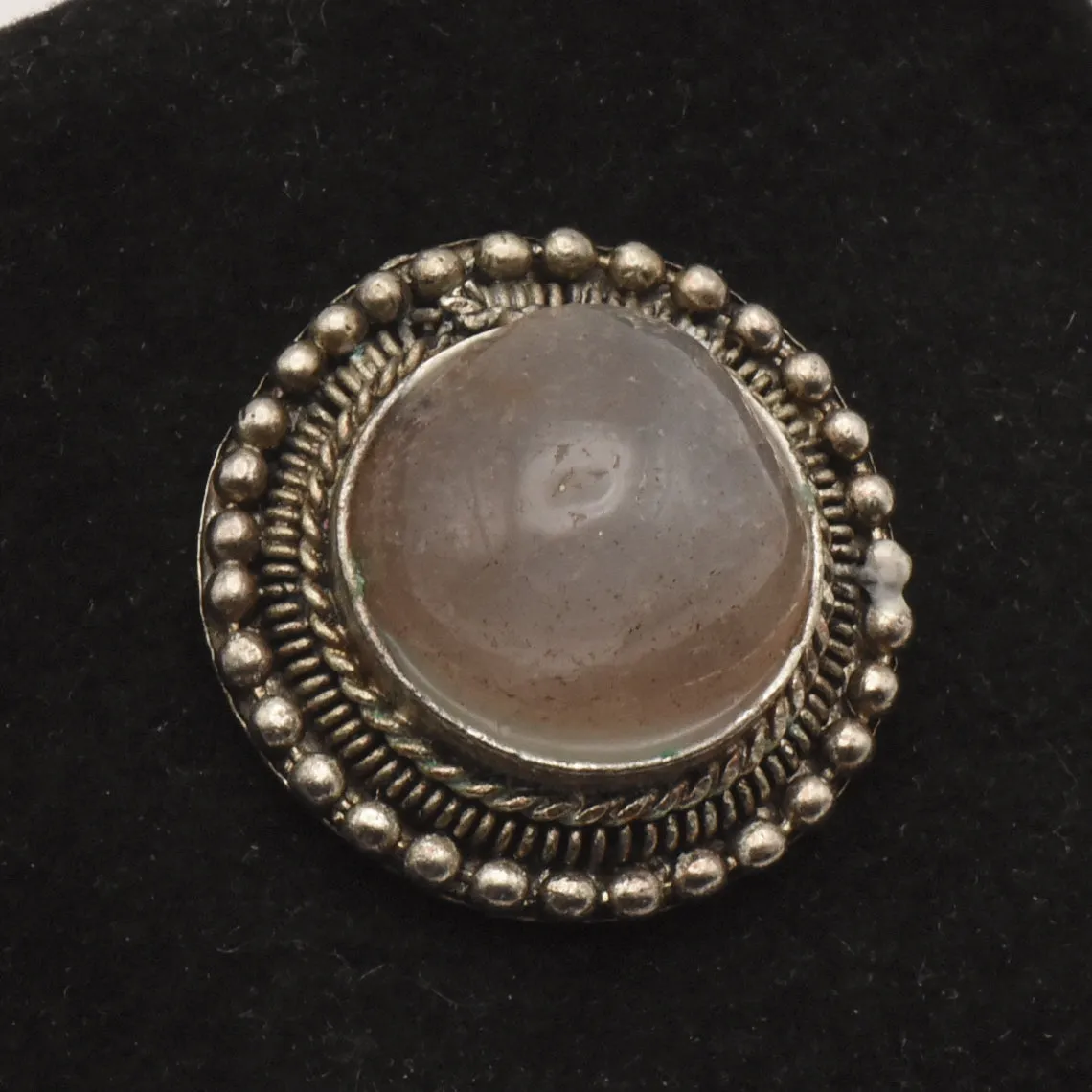 Vintage Polished Gray Agate Pendant - MISSING BAIL